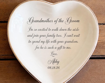 Personalized Grandmother of the Groom Jewelry Dish • Wedding Gift for Grandma •  Custom Bride to Groom's Grandma Ring Dish