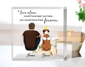 Personalized Dog And Dad Portrait Acrylic Block Owner & Dog Memorial Gift Custom Dog Portrait Gift For Dog Dad Loss Of Dog Passed Over Gift