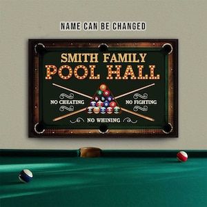 Personalized Billiards Pool Hall Customized Classic Metal Signs Home Decor Pool Room Decoration Custom Name Sign Wall Hanging Billiard Sign