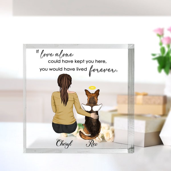 Dog And Mom Portrait Acrylic Block Owner & Dog Memorial Gift Custom Dog Portrait Personalized Gift For Dog Mom Loss Of Dog Passed Over Gift