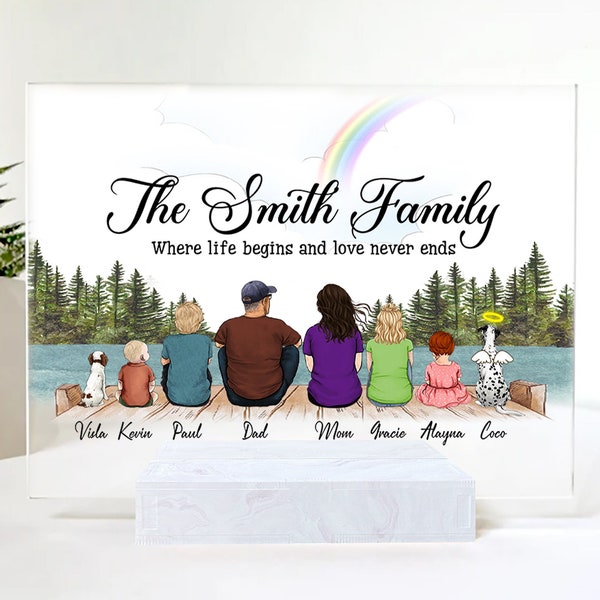 Custom Family Portrait With Dogs Family With Kids Frame Couple With Dog Portrait Personalized Dog Family Portrait Print Family Memorial Gift