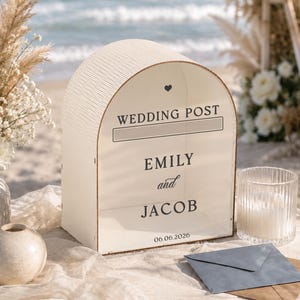 Wedding Post Box • Ivory Arched Mailbox Card Box • Personalized Names & Date • Wedding Postbox With Slot • Elegant Wedding Decor