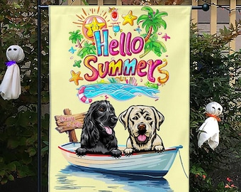 Personalized Hello Summer Garden Flag Funny Welcome Flag For Dog And Cat House