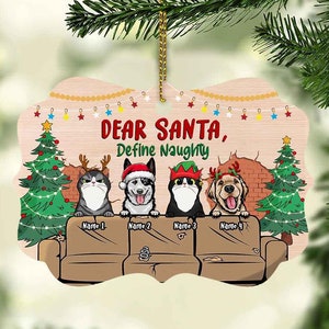 Dear Santa Define Naughty Personalized Cat Funny Ornament Christmas Tree Decoration Custom Ornament For Pet Lover Funny Gift For Christmas