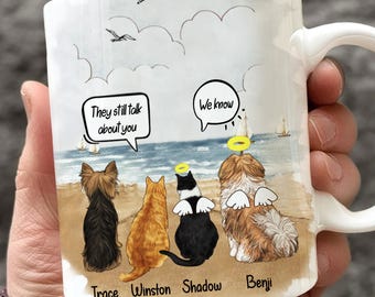 They Still Talk About You Dog And Cat Custom Portrait Memorial Mug Personalized Gift