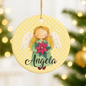 Personalisierte Engel Weihnachtsverzierung • Individuelle Namensengelverzierung • Babys erstes Weihnachtsandenken • Schutzengelbaum Geschenk