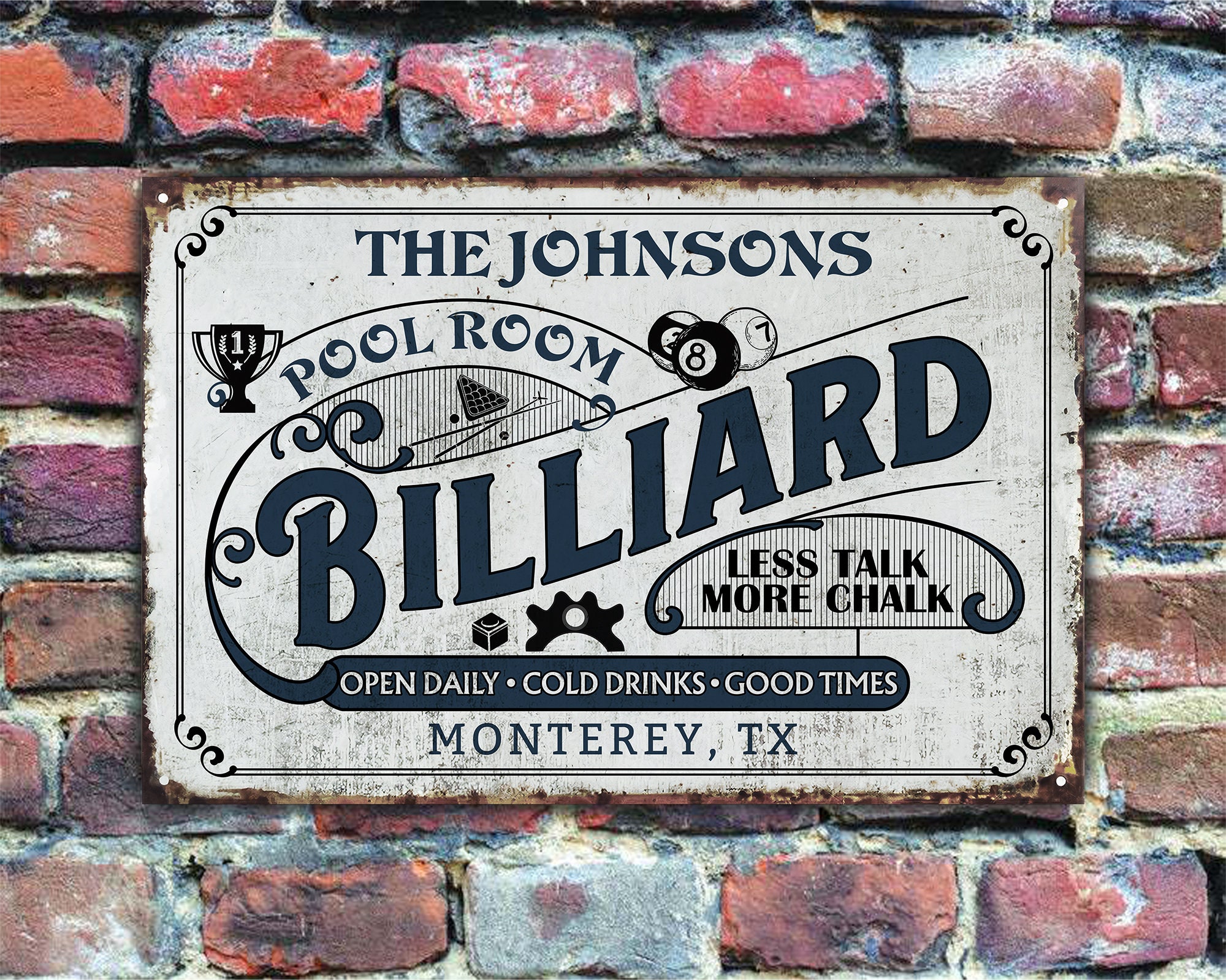 Personalized Billiards Pool Hall Customized Classic Metal Signs Home ...