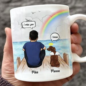 Hund und Papa Tasse Mann mit Hundebesitzer und Haustier Benutzerdefinierte Hund Papa Porträt personalisierte Erinnerungsgeschenk für Hund verstorben bestanden über Sympathie Geschenk
