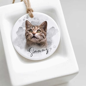 Custom Cat Photo Memorial Ornament Loss Of Cat Memorial Christmas Ornament Personalized Memorial Gift Thoughtful Gift For Cat Dad & Cat Mom