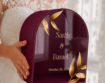 Personalized Gold Leaf Wedding Mailbox Keepsake Box