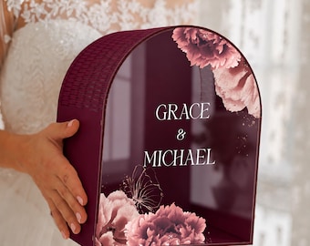 Personalized Dusty Rose Floral Wedding Mailbox Card Box