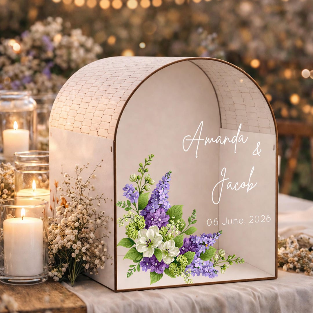Personalized Wedding Card Box • Floral Wedding Mailbox • Custom Card ...