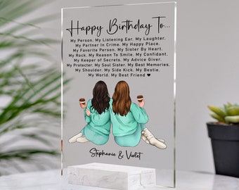 Personalized Best Friend Gift • For Soul Sisters • Besties Frame Print • Custom Friendship Portrait Plaque • Birthday Gifts For Best Friends