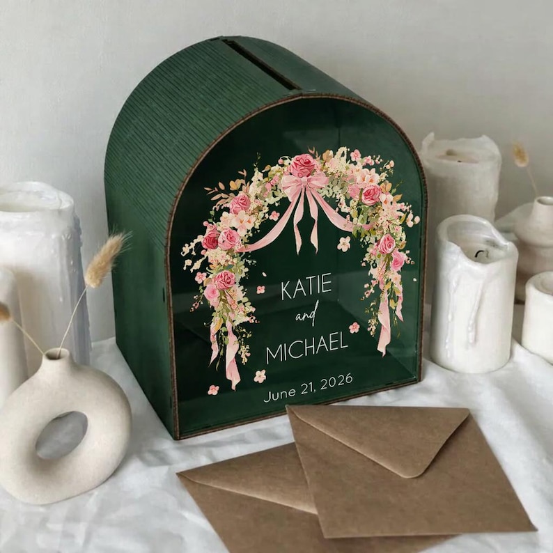Personalized Wedding Card Box • Floral Arch Card Holder • Bridal Shower ...