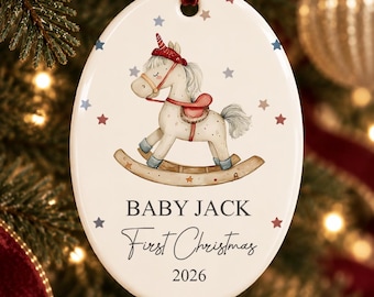 Personalized Baby First Christmas Ornament 2026, Rocking Horse Keepsake
