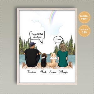 Parents And Dog Portrait Digital Download Owner & Dog Memorial Gift Custom Dog Family Portrait Print Personalized Gift For Dog Lovers image 1