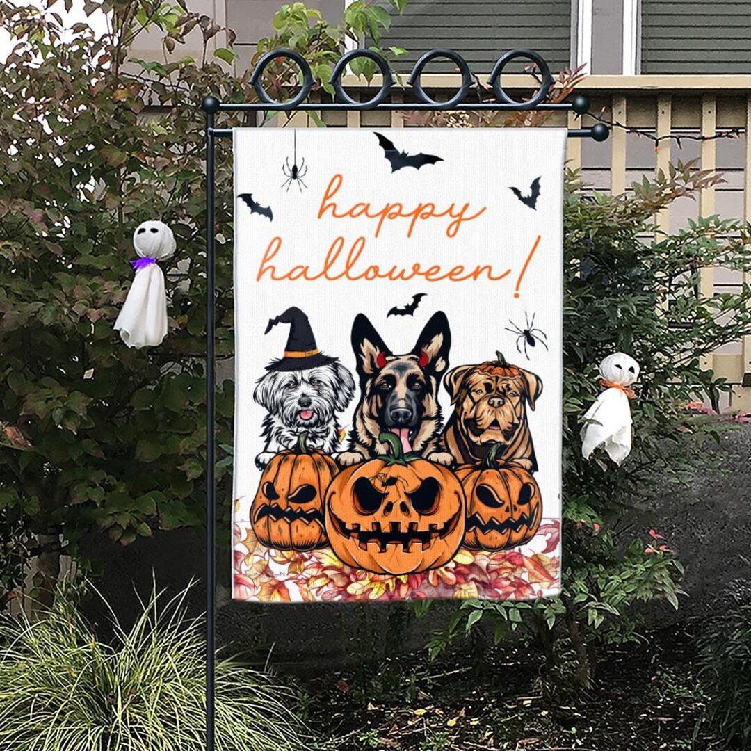 Personalized Halloween Dog Flag - Up to 5 Dogs - Gift For Dog Lovers