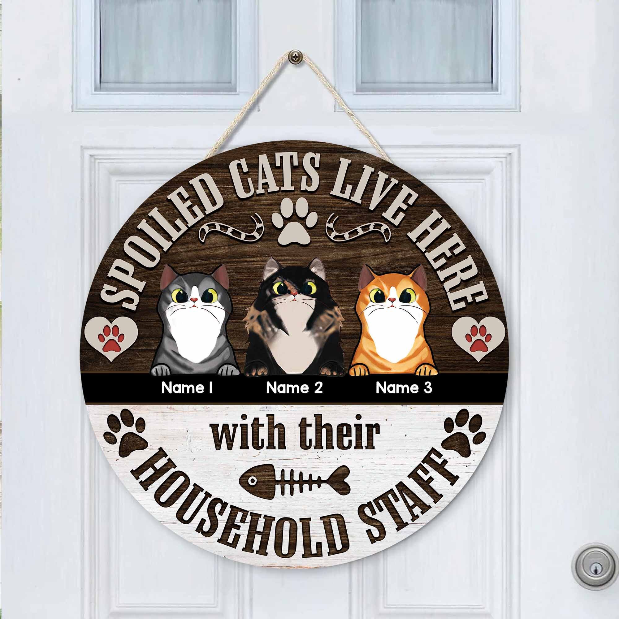 KOYILTD Cat Lover Wooden Sign - "Spoiled Cats Live Here" Hanging Art For Home Decor - View #8