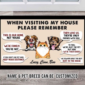 When Visiting My House Dog And Cat Doormat Personalized Pet Doormat Cute Custom Cat Doormat Funny Rug For Dog Lovers For Cat Lovers