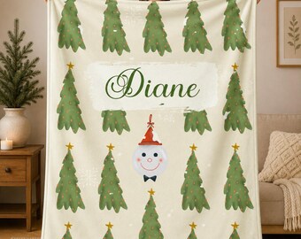 Personalized Christmas Blanket, Custom Name Holiday Throw