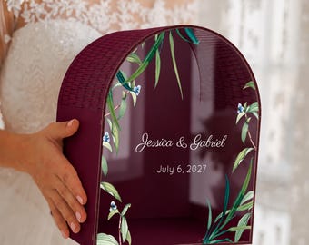 Personalized Botanical Wedding Mailbox with Greenery Wedding Card Box