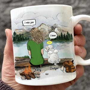 Dog And Mom Mug Girl With Dog Owner & Pet Memorial Gift Custom Dog Portrait Personalized Dog Memorial Gift For Dog Mom Passed Over Keepsake