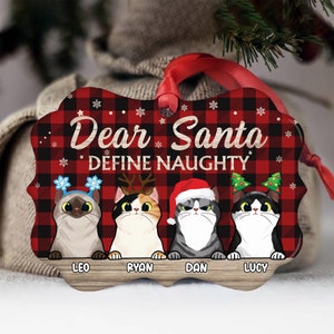 Dear Santa Define Naughty Personalized Cat Funny Ornament Christmas Tree Decorations Custom Ornament For Cat Lovers Funny Gift For Christmas