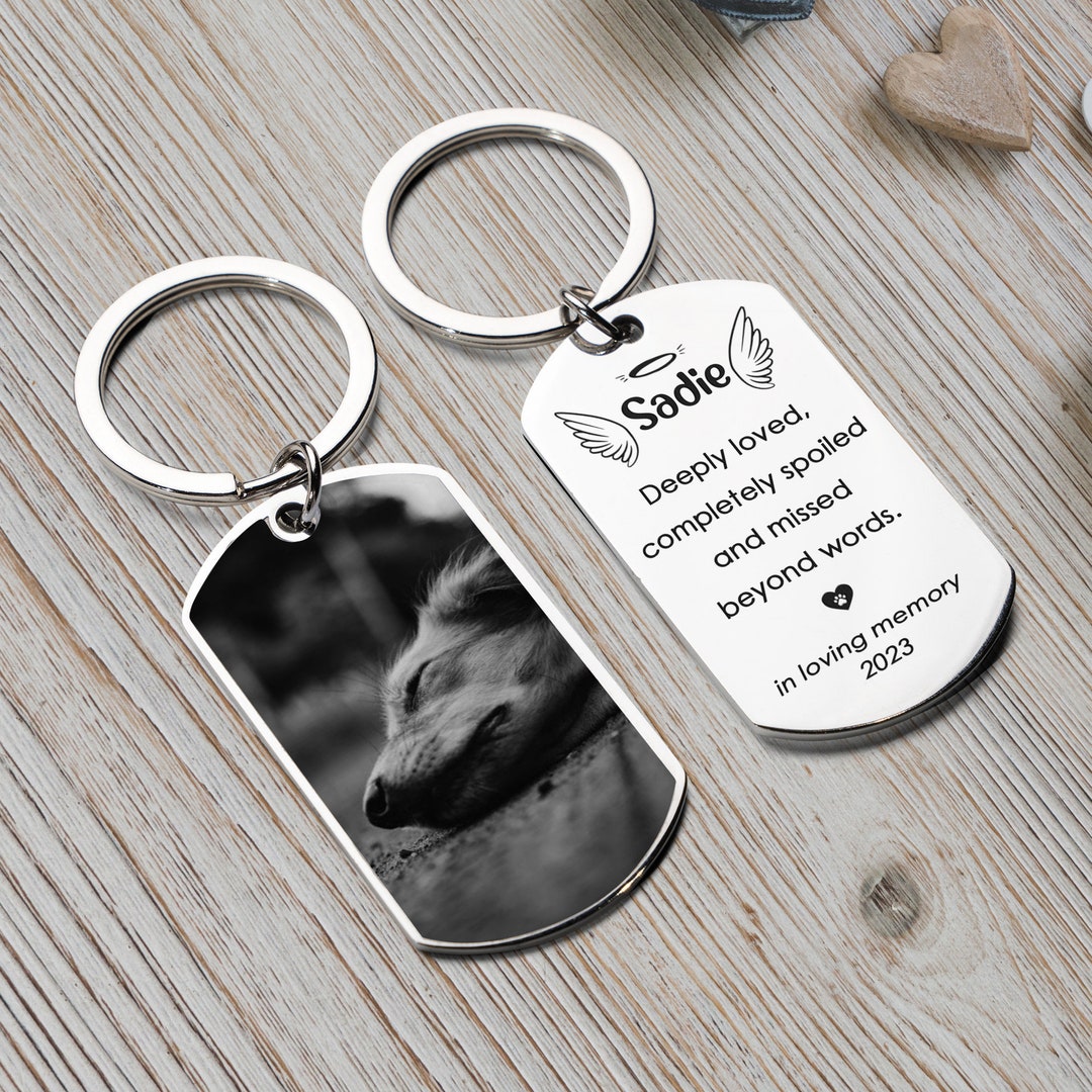 Personalized Dog Memorial Keychain With Photo in Loving Memory Sympathy