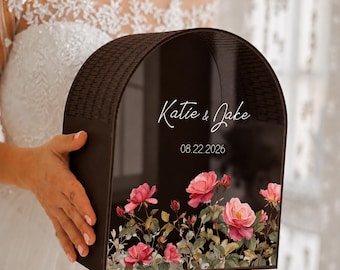 Personalized Wedding Card Box • Rose Wedding Card Holder • Custom Reception Card Box