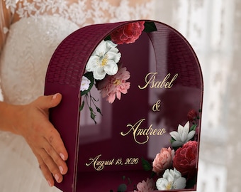 Personalized Wedding Mailbox Romantic Floral Arched Card Box