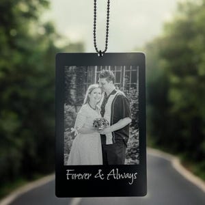 Custom Engraved Photo Car Charm Rear View Mirror Accessory