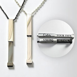 Hidden Message Bar Necklace – Custom Personalized Stainless Steel Pendant with Secret Engraving