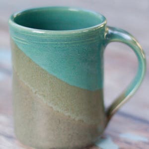 Large Handmade Pottery Mug-- Slate and Aqua-- 14 oz Hand thrown stoneware mug-tea/coffee mug--handmade ceramic mug--READY TO SHIP!