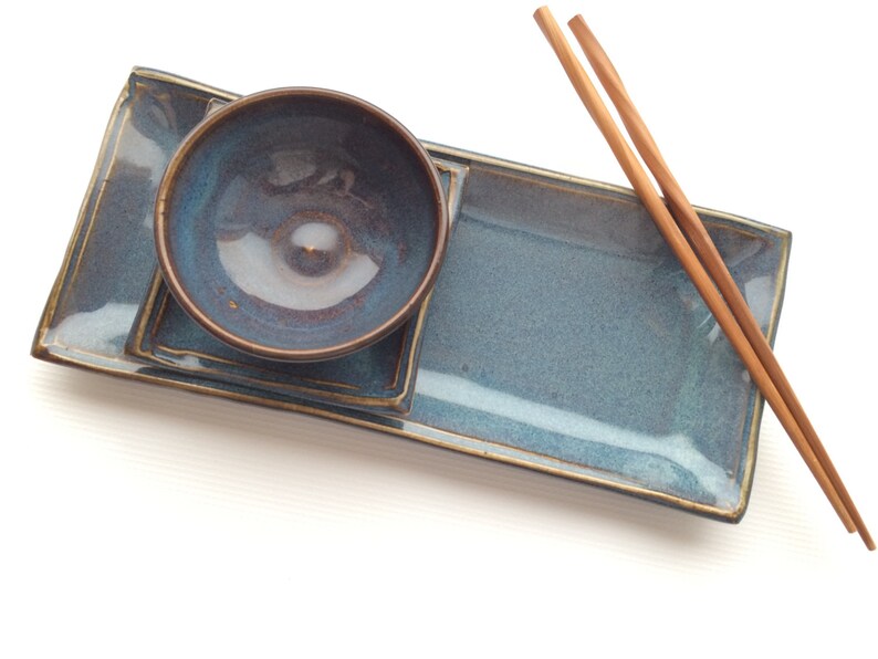 Sushi Serving Set twilight Blue Ceramic Sushi Dinnerware Set Etsy