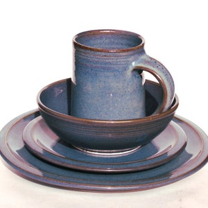 Single 4-piece place setting--Twilight--handmade pottery dinnerware--ceramic dinner set--1 each: dinner plate, salad plate, soup bowl, mug