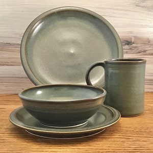 Single 4-piece place dinnerware settingSlate Glazehandmade pottery dinnerware-dinner plate, salad plate, soup bowl, mug-Ceramic dishware image 1