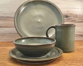 Handmade Ceramic Dinnerware Set for Four--Slate--Stoneware Pottery 4-piece place settings