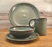 Single Setting - 4 piece Pottery Dinnerware Set in Slate Ceramic Stoneware Dishes - Stoneware Dinnerware Set 