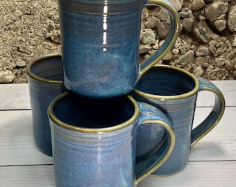 Set of 4 Handmade Pottery Mugs--Choose Your Glaze--Handcrafted 14 oz Ceramic Mugs--Stoneware Mugs