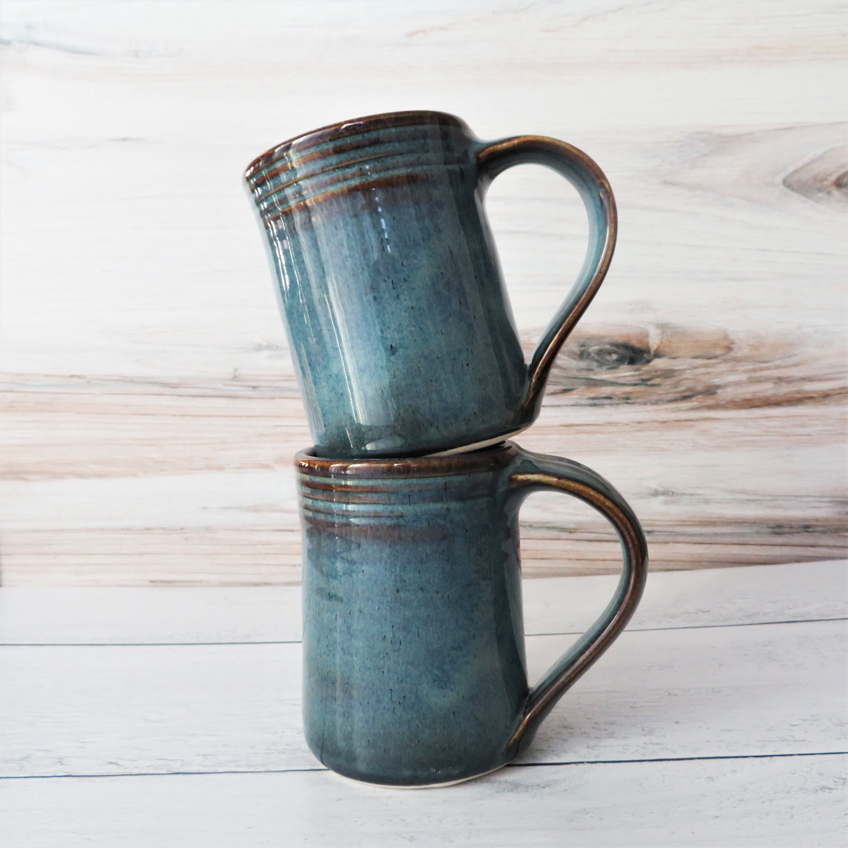 Blue Ceramic Mugs Set of 2 Twilight Blue Galaxy Hand thrown Etsy