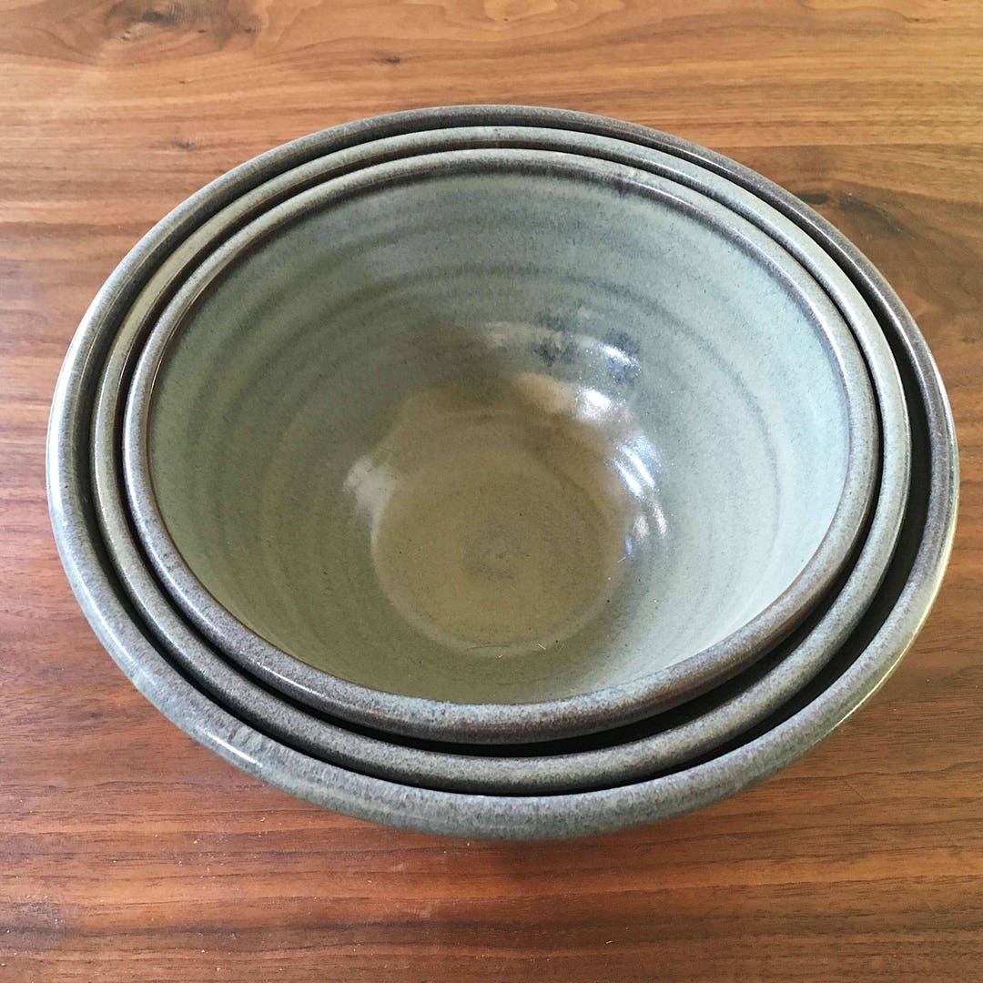 Set of 3 Nesting Bowls handmade Ceramic Nesting Bowls-serving Bowls ...