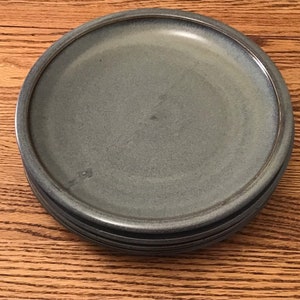 Set of 4 Dinner Plates-- 10.25&quot; dinner plates--Slate Glaze- dinner plate set for 4--Handmade pottery set of dinner plates--