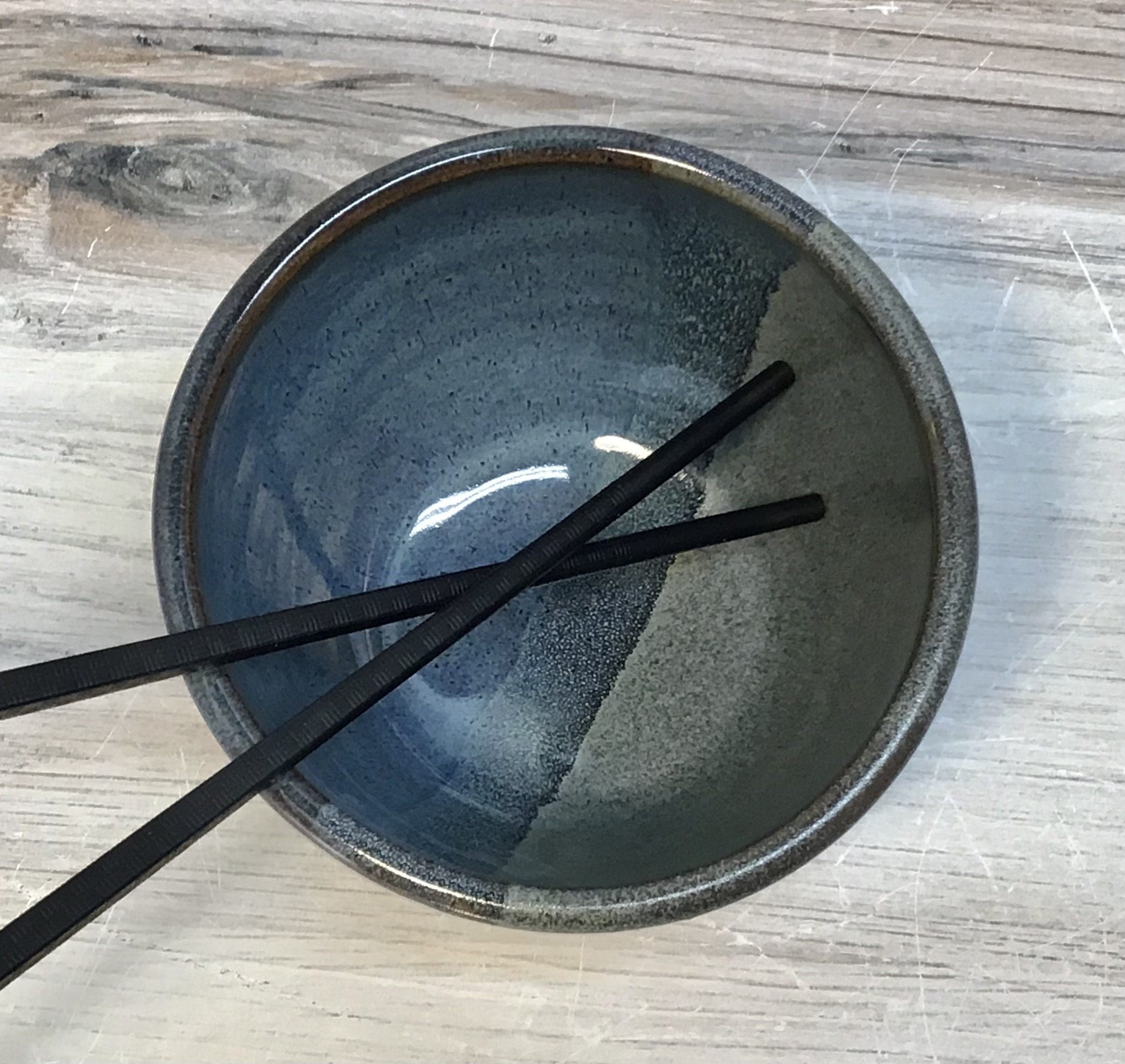Handmade Ceramic Bowl- Hand-thrown Pottery Noodle/Rice Bowl—Slate Twilight—Soup Bowl--small 2 cup stoneware serving bowl--tall bowl--