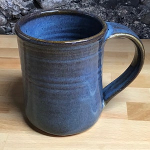 Handmade Pottery Mug--Twilight Blue--Handled Large Mug--Hand thrown ceramic clay mug--stoneware coffee or tea mug--large 14 oz. coffee mug--