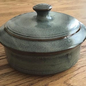 Pottery Butter Dish with Lid--Slate--Ceramic Lidded Pot--Handmade Stoneware Butter Dish