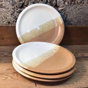 Set of 4 Dinner Plates-handmade pottery dinnerware set of 4-dinner plates-Ivory Nutmeg--handmade ceramic dishware--stoneware dinner plates