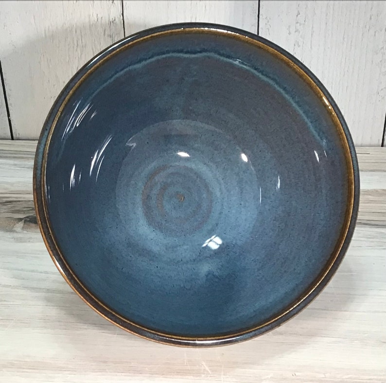 Handmade Pottery 9 Mixing/Serving Bowlstoneware ceramic bowl9 wide mixing bowl-Twilight Blue6 cup pottery kitchen bowlsalad bowl image 3