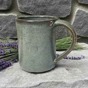 Large Handmade Pottery Mug--Slate Glaze--Handcrafted Ceramic 14+-ounce mug--Hand thrown Stoneware coffee/tea mug--