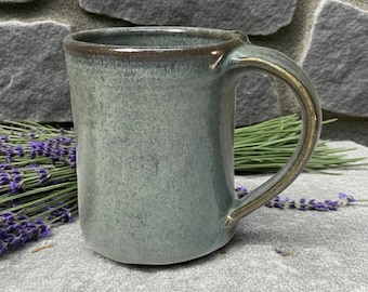Large Handmade Pottery Mug--Slate Glaze--Handcrafted Ceramic 14+-ounce mug--Hand thrown Stoneware coffee/tea mug--