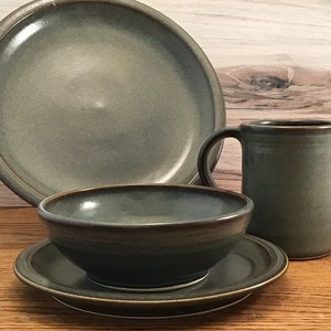 Single 4-piece place dinnerware settingSlate Glazehandmade pottery dinnerware-dinner plate, salad plate, soup bowl, mug-Ceramic dishware image 3